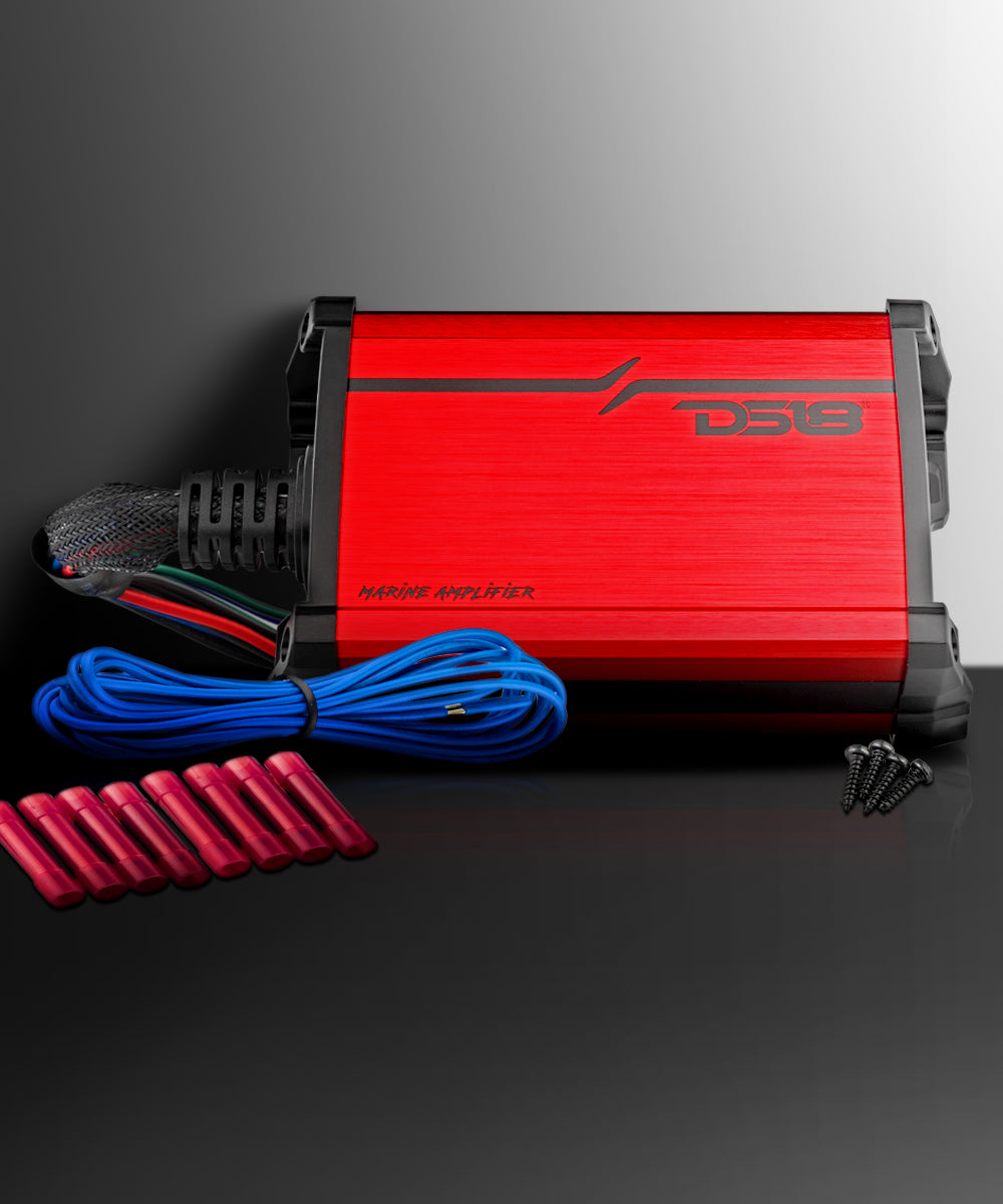 MP 4-Channel Full-Range Class D IP55 Marine and Powersports Amplifier 4 x 40 Watts Rms @ 4-Ohm - DS18