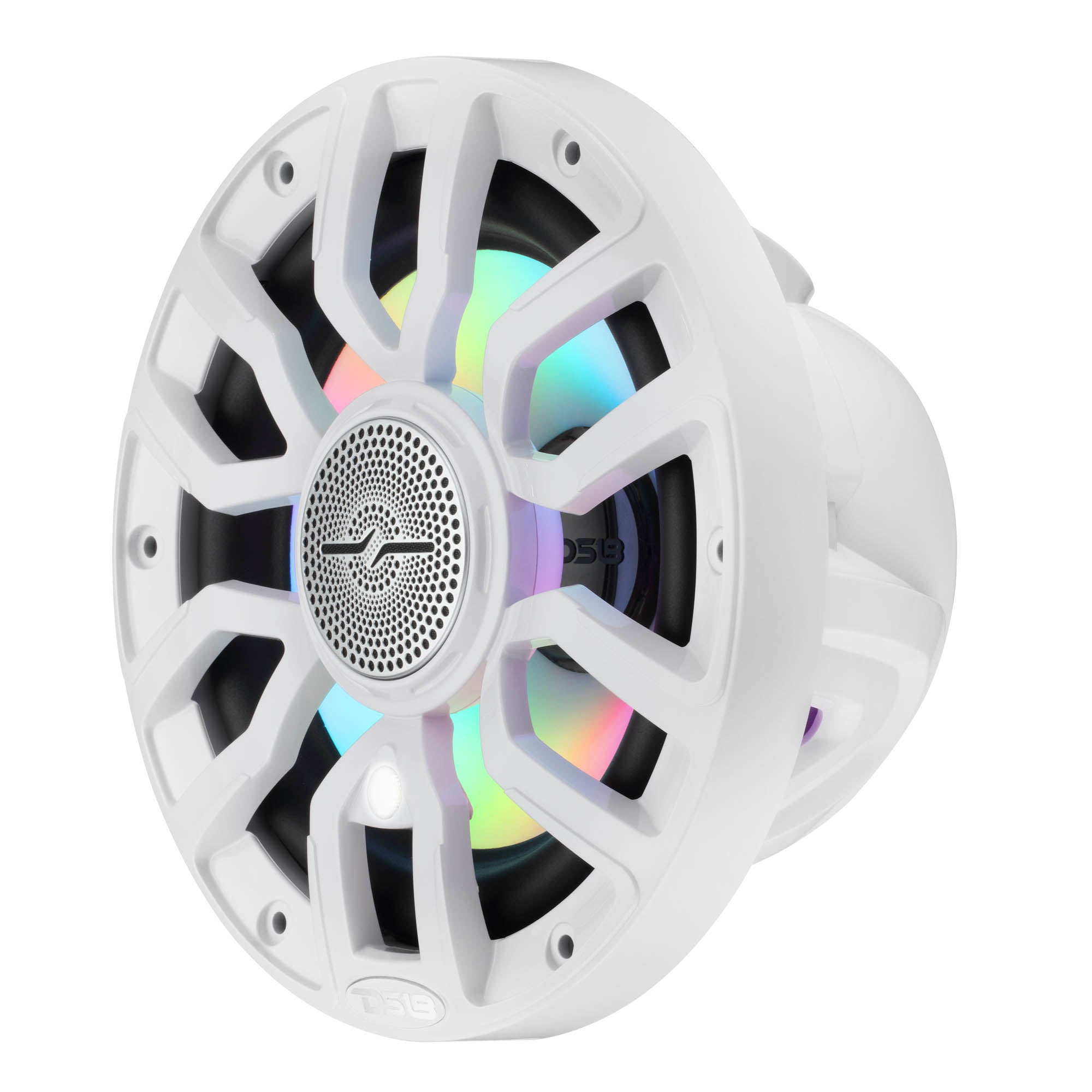 NXL 7.7” 2-Way Coaxial Marine Speaker with Bullet Tweeter, Digital LED Lights & White Deck LED | 175W RMS 4-Ohm - DS18