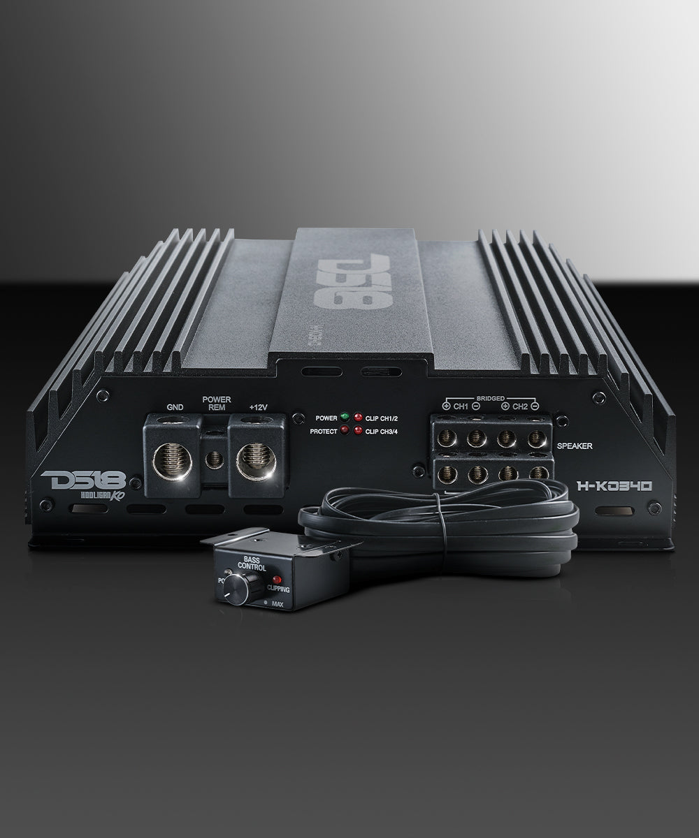 HOOLIGAN KO Full Range Class D 4-Channel Amplifier 4 x 300 Watts Rms @ 4-Ohm Made In Korea - DS18