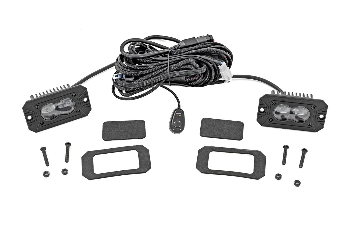 3x1.75 Inch Black Series | Yellow | LED Slim Aux | SAE Fog | Flush Mount | Pair