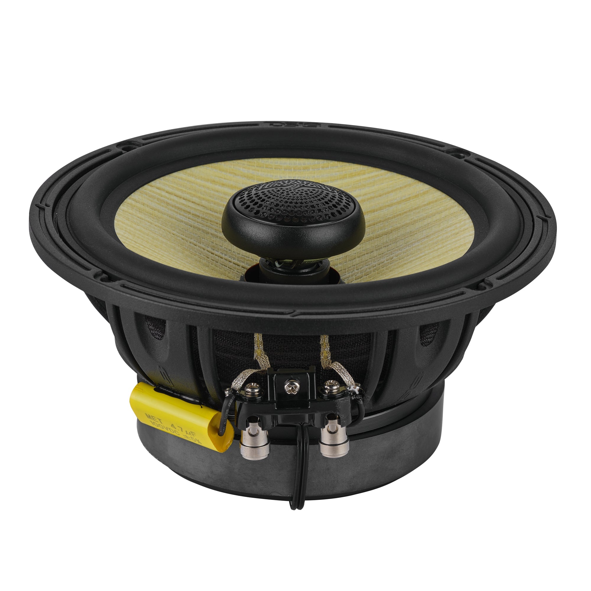 DXQ 6.5" 2-Way Coaxial Speaker with Yellow Straw and Composite Foam Cone | 150W RMS 4-Ohm - DS18