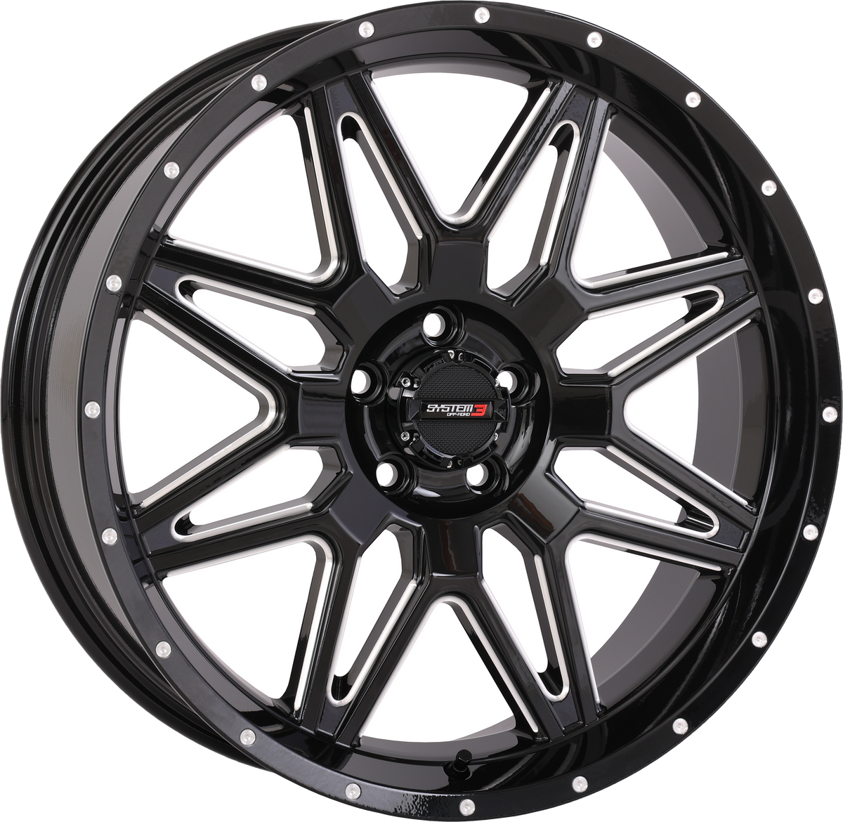 ST7 WHEEL 20X7 4+3 (+10MM) 5/4.5 GLOSS BLACK MILLED