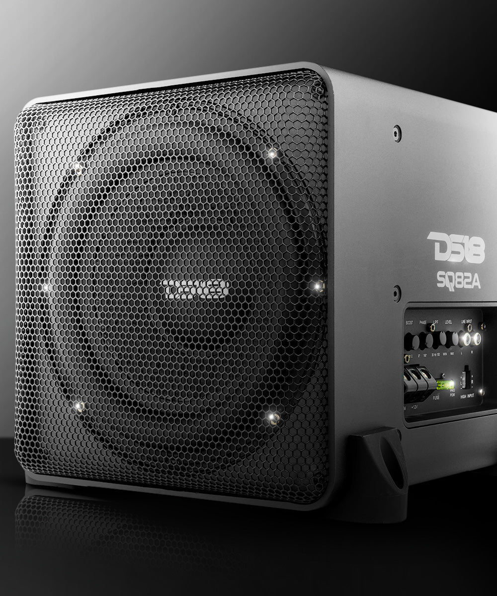 Dual 8" Loaded Amplified High End Aluminum Subwoofer Enclosure 300 Watts Rms - DS18