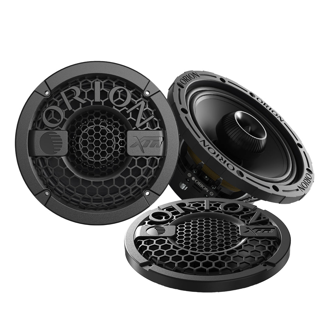 Orion XMT65.4 6.5" Water-Resistant Midrange Coaxial Speakers W/ Grills | 350W RMS 4 Ohm (Pair)