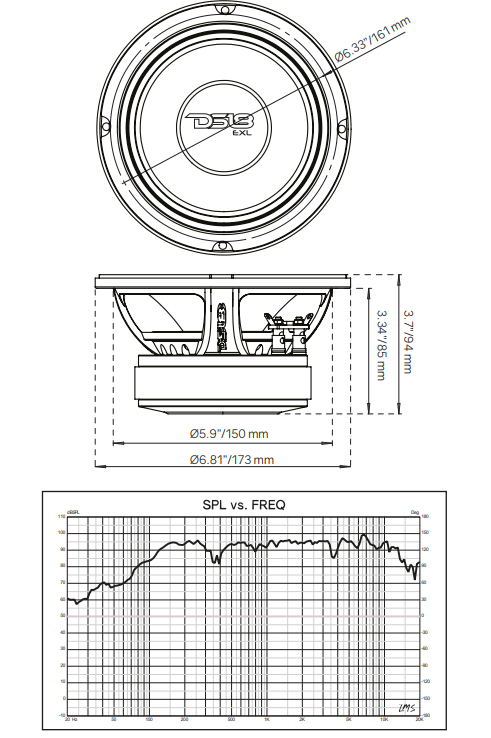 PRO-EXL 6.5" Mid-Range Loudspeaker 300 Watts Rms 8-Ohm - DS18
