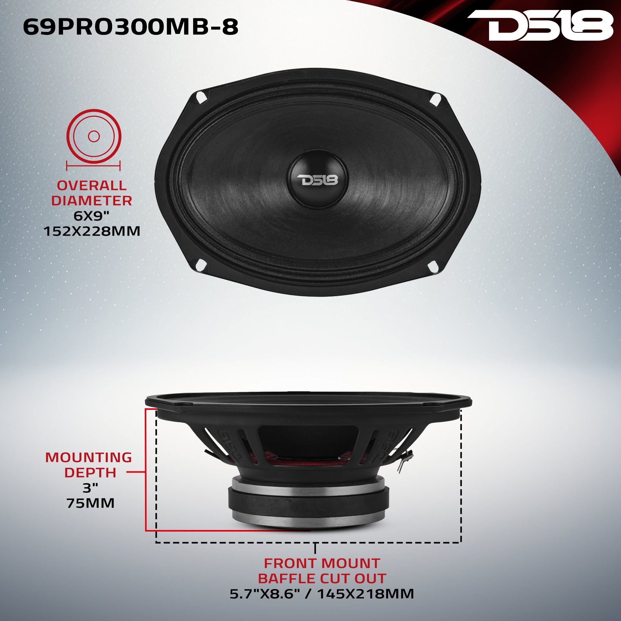 6x9” Water-Resistant Mid-Bass Loudspeaker | 150W RMS 8-Ohm - DS18