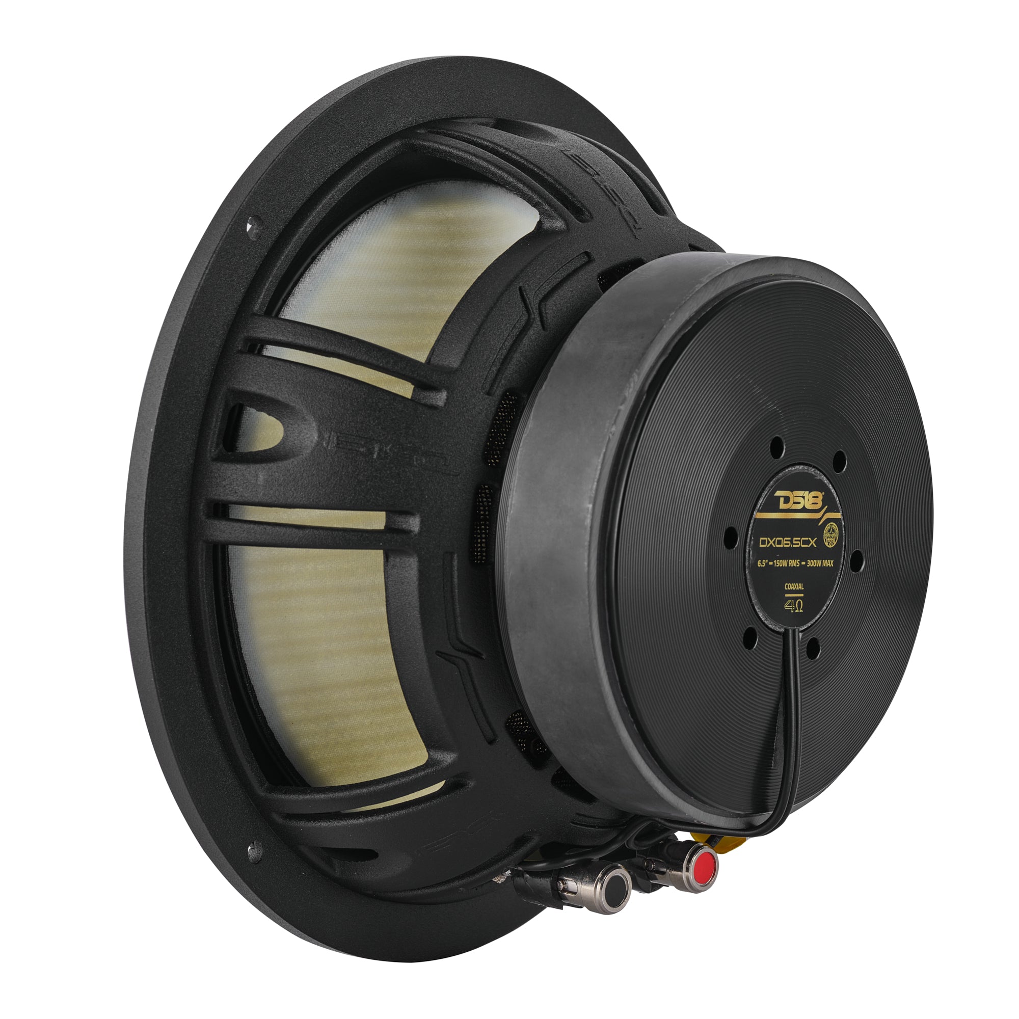 DXQ 6.5" 2-Way Coaxial Speaker with Yellow Straw and Composite Foam Cone | 150W RMS 4-Ohm - DS18