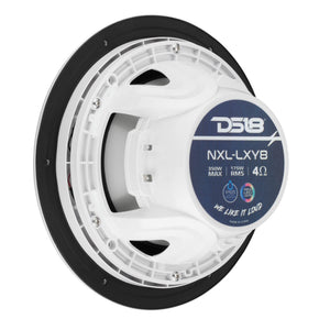 Luxury 8” 2-Way Marine Coaxial Speaker with Digital LED Lights and Flush Magnetic Mount Grille | 175W RMS 4-Ohm - DS18