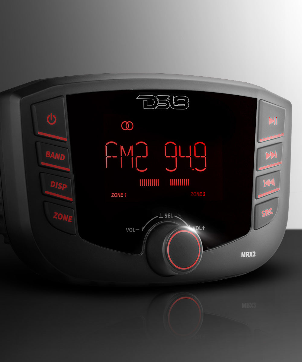 Marine and Powersports Headunit 3" LCD screen , 2 Zones, 4 volts Output, BT, RDS 4X50 Watts - DS18