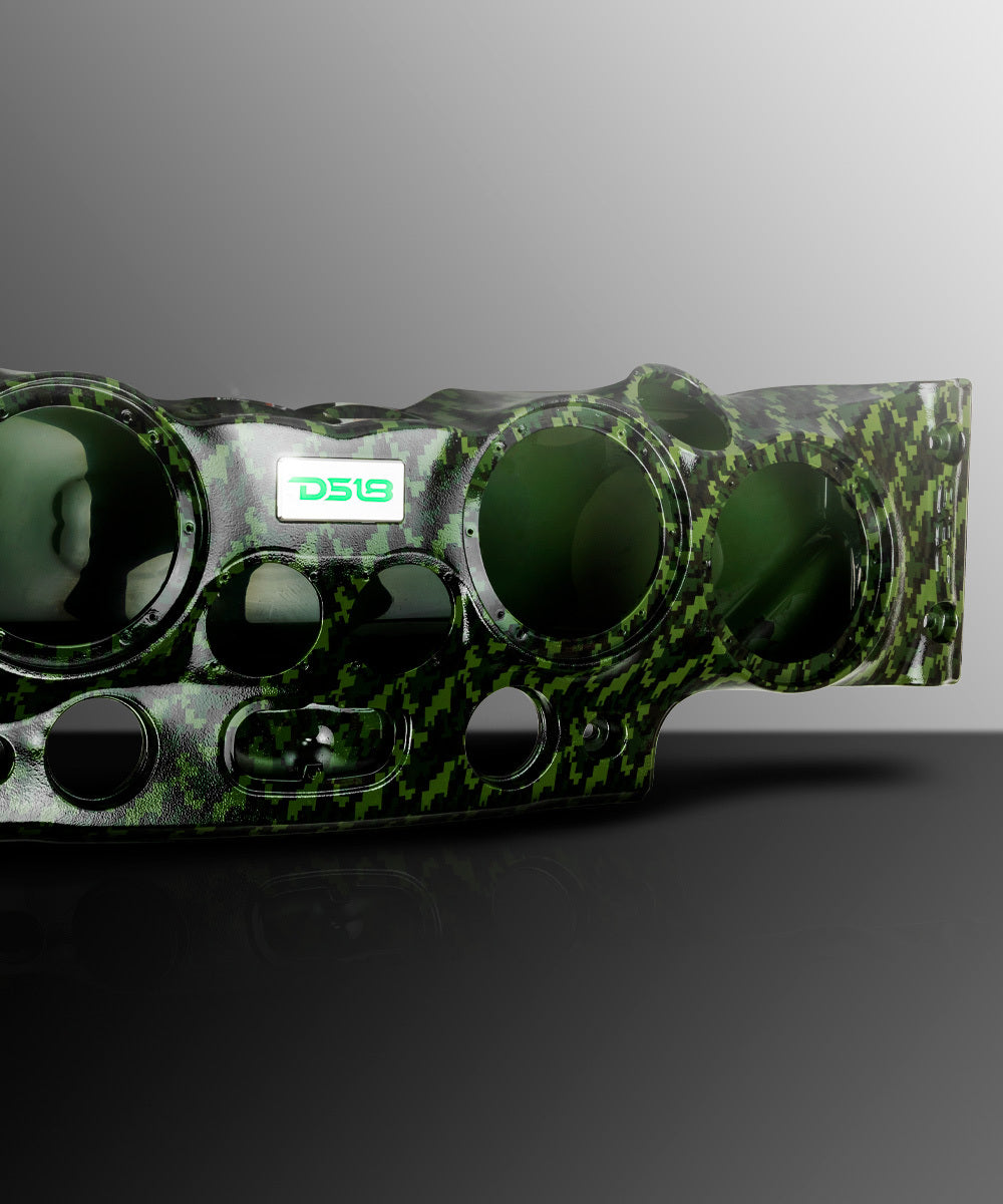 DS18 JK-SBAR/CMGR Exclusive Overhead Audio Bar System for JK/JKU Jeeps (4x 8" Speakers 4x3.72" Tweeters 2x1" Drivers) Camo