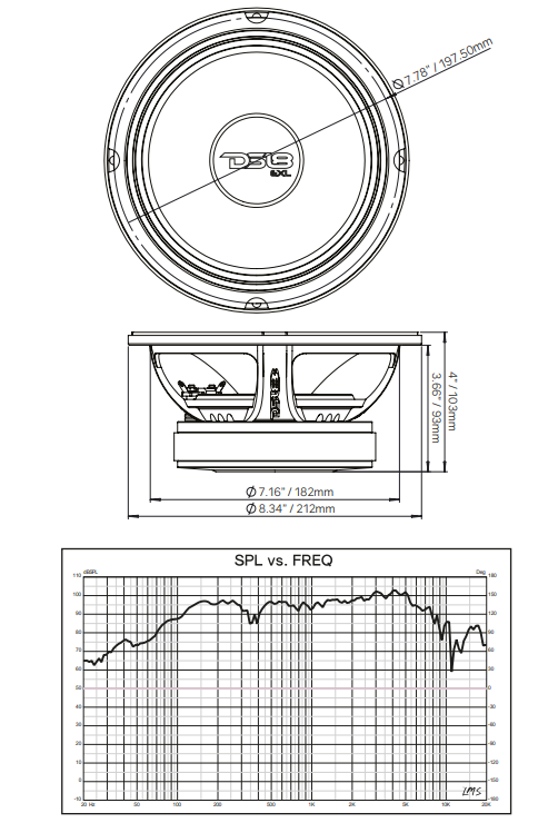 PRO-EXL 8" Mid-Range Loudspeaker 400 Watts Rms 4-Ohm - DS18