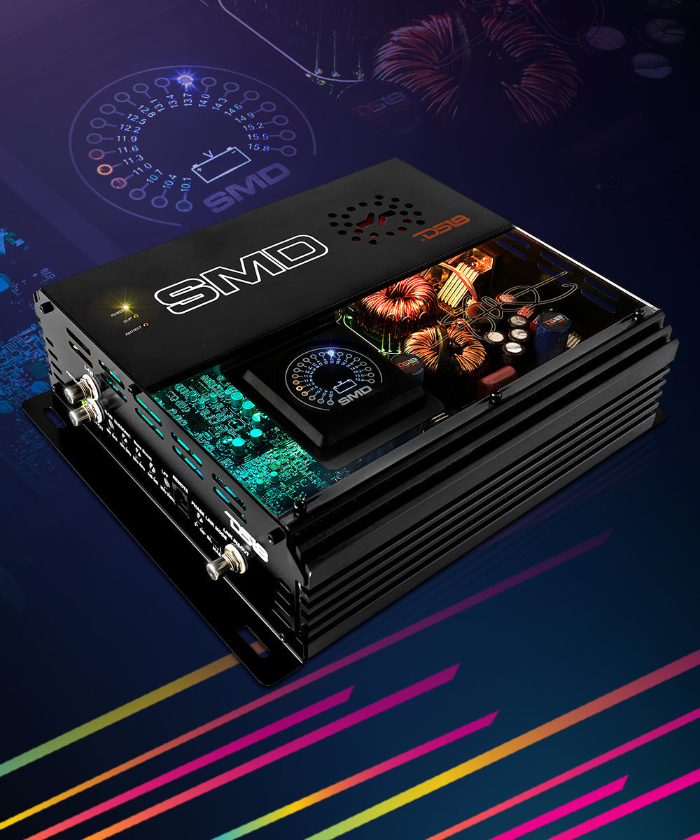 SMD Monoblock Amplifier with VM-1 Voltmeter and Digital LED Lights 2000W RMS at 1-ohm - Steve Meade Designs - DS18