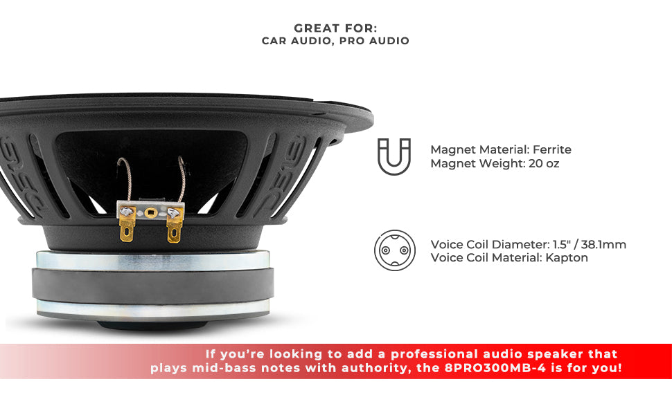 8" Mid-Bass Loudspeaker 150 Watts Rms 4-Ohm - DS18