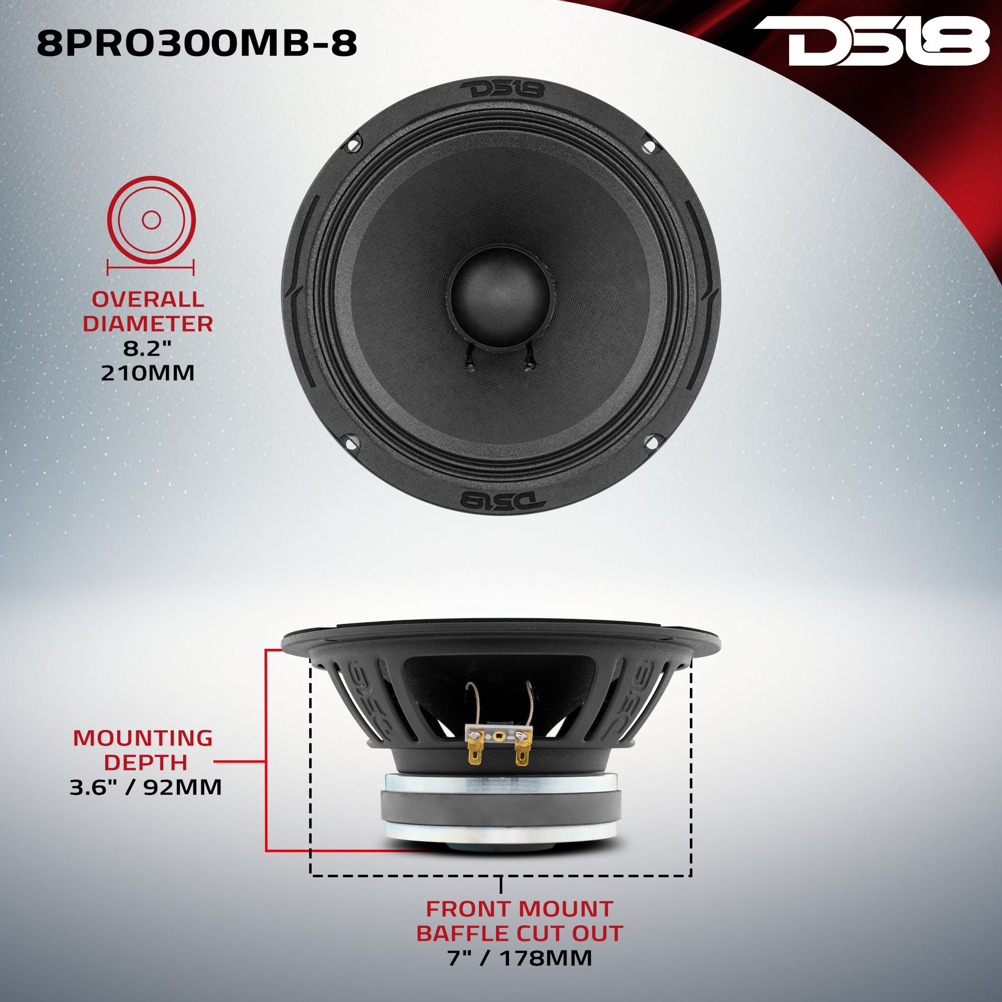 8" Mid-Bass Loudspeaker 150 Watts Rms 4-Ohm - DS18