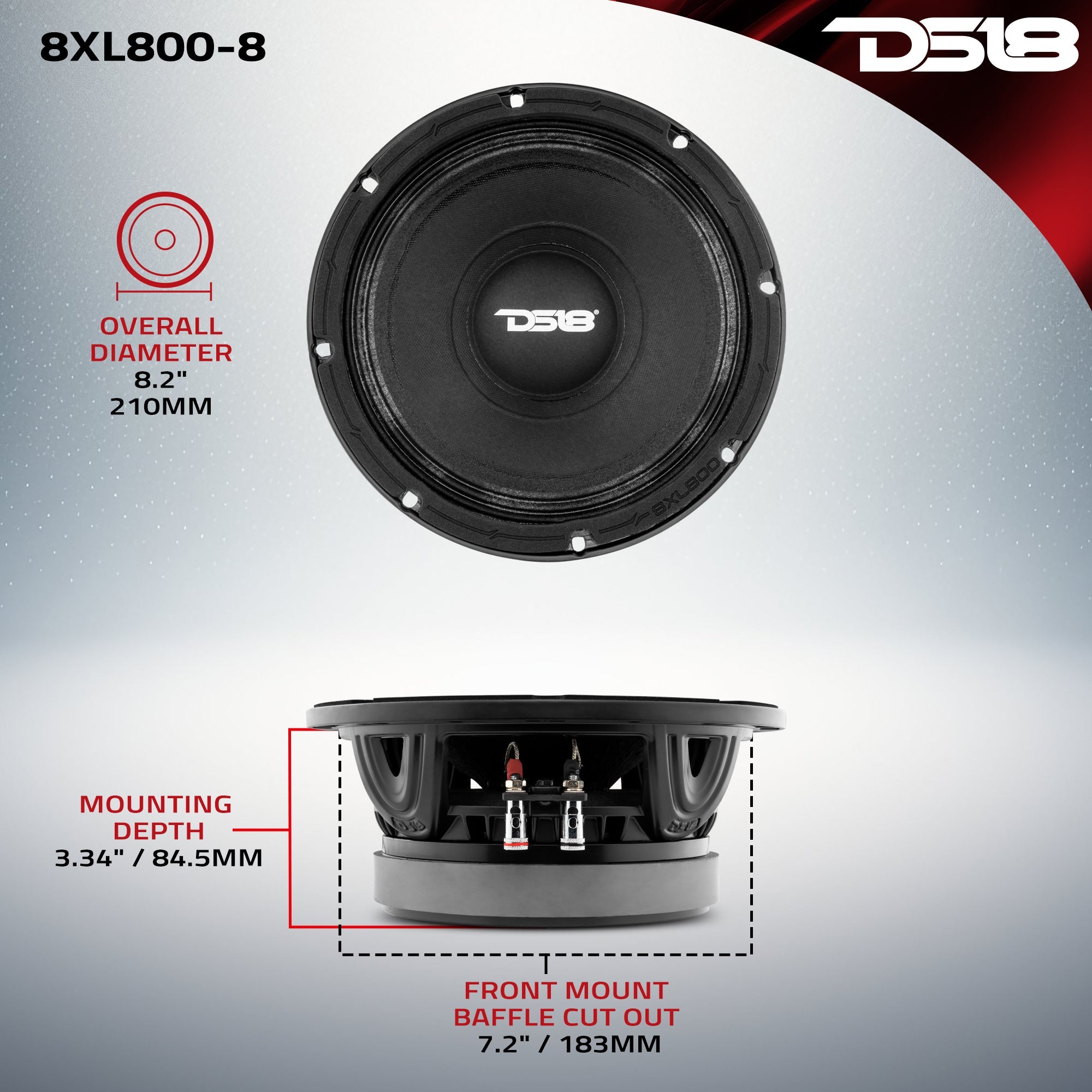 XL 8" Mid-Range Loudspeaker 400 Watts Rms 8-Ohm - DS18