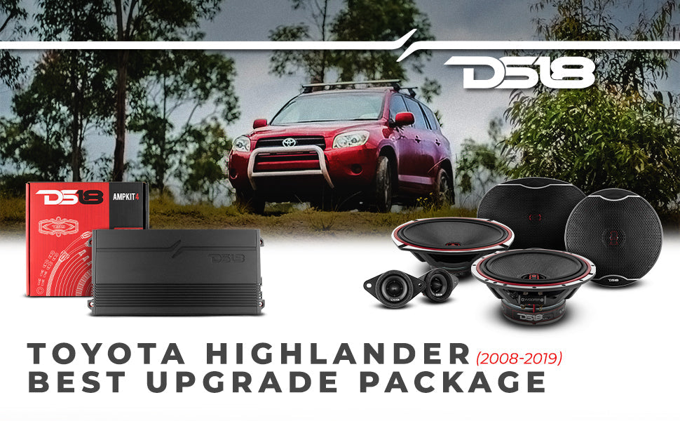 DS18 2008-2019 Toyota Highlander Front and Back Doors Speaker Best Upgrade Package 1800 Watts - DS18