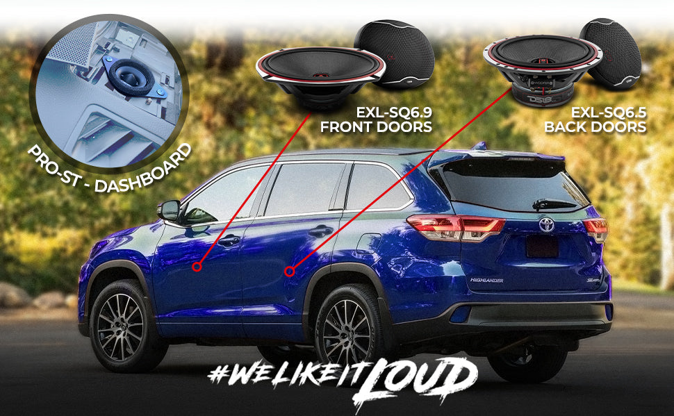 DS18 2008-2019 Toyota Highlander Front and Back Doors Speaker Best Upgrade Package 1800 Watts - DS18