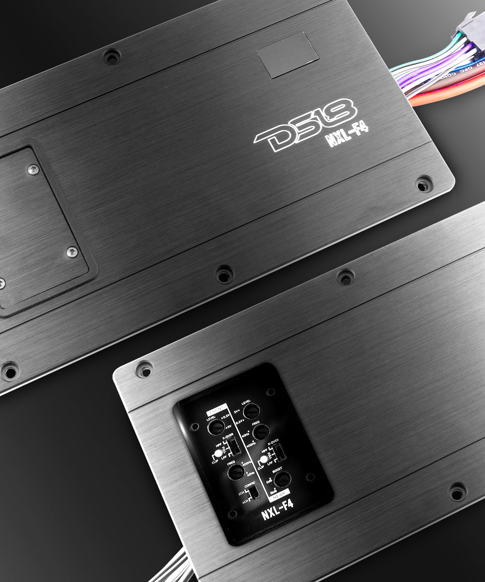 NXL 4-Channel Full-Range Class D IP67 Marine and Powersports Flush Mount Amplifier 4 x 100 Watts Rms @ 4-Ohm - DS18
