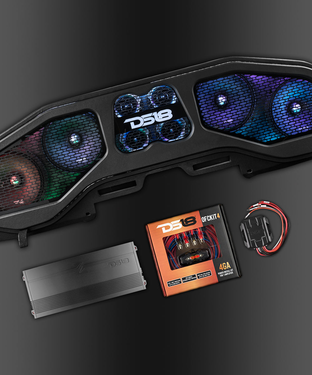 Jeep JL, JT Overhead Sound Bar Package With Vinyl Finish and Dream LED Lights 4 x 8" and 4 Tweeters (MADE IN USA) - DS18
