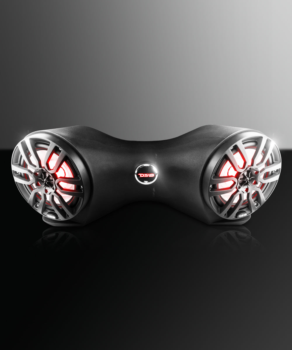 Dual 8" Marine Flat Mount Sound Bar Enclosure with LED RGB Lights 250 Watts Rms (NXL-8BK Included) - DS18