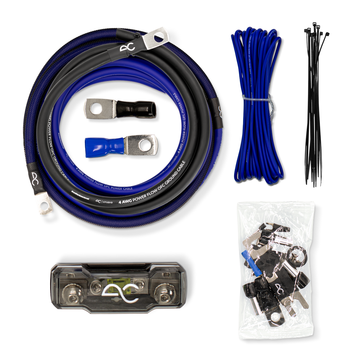 AC Studio High-Performance PowerFlow OFC Amp Wiring Kit (4 Gauge)