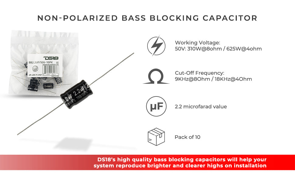 Bass Blocker 18KHz @ 4 ohms or 9KHz @ 8 ohms 6DB/OCT Tweeter 10PCK - DS18