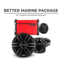 Better Marine Audio Package - 2 X 6.5" Speakers with Head Unit & 4 Channel Amplifier - DS18