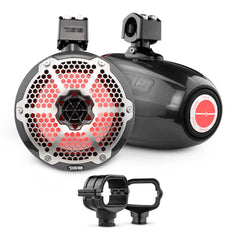 Bronco 6th Gen Roll Bar Audio Bundle – 8" Marine Tower Speakers with RGB LED Lights and OEM Roll Bar Mounting Clamps - DS18