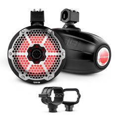 Bronco 6th Gen Roll Bar Audio Bundle – 8" Marine Tower Speakers with RGB LED Lights and OEM Roll Bar Mounting Clamps - DS18