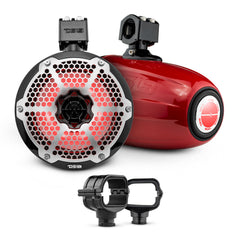 Bronco 6th Gen Roll Bar Audio Bundle – 8" Marine Tower Speakers with RGB LED Lights and OEM Roll Bar Mounting Clamps - DS18