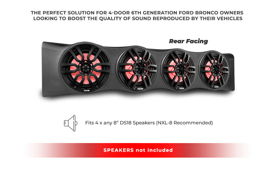 Ford Bronco 6th Gen 4-Door Overhead Bar System fits 4 x 8" speakers + 2 x 6.5" Speakers and 2 x 3.78" Tweeters - DS18