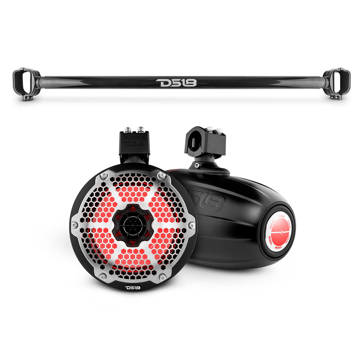 Bronco 6th Gen Mounting Tube Bundle with Dual 8" Marine Tower Speakers with RGB LED Lights - DS18