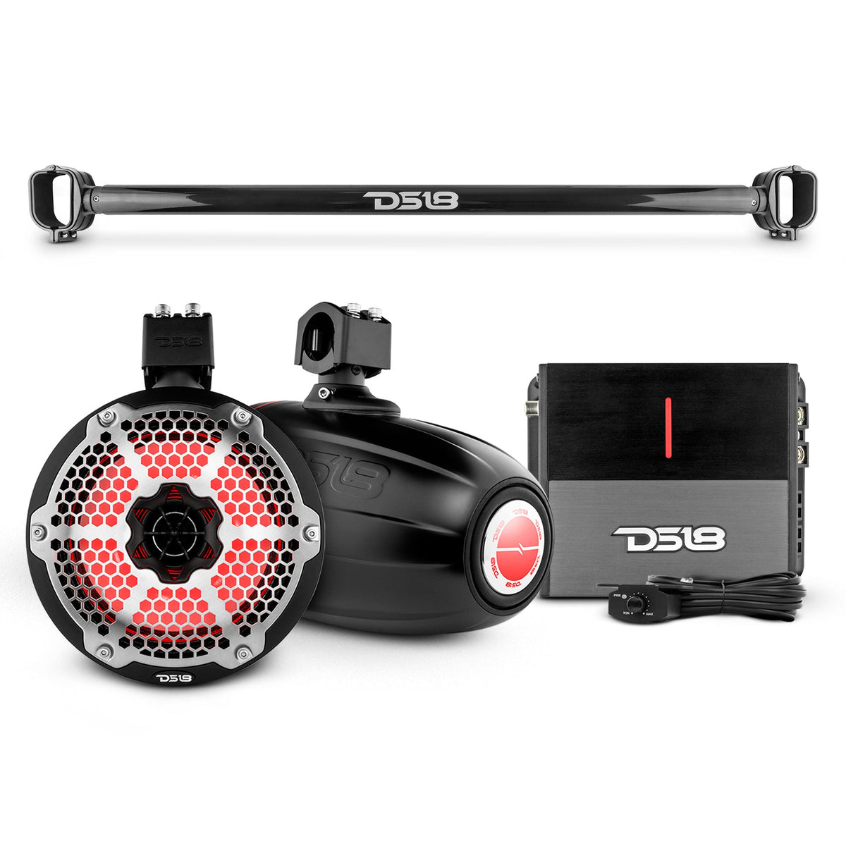 Bronco 6th Gen Mounting Tube Bundle with 8" Marine Tower Speakers with RGB LED Lights and Amplifier - DS18