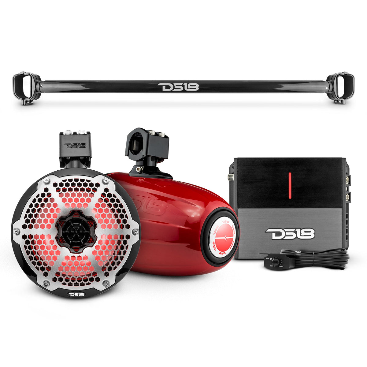 Bronco 6th Gen Mounting Tube Bundle with 8" Marine Tower Speakers with RGB LED Lights and Amplifier - DS18