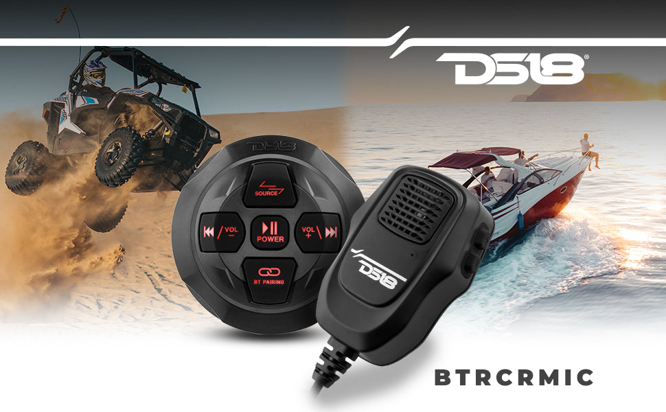 Marine And Powersports Waterproof Bluetooth Audio Receiver With Controls and Microphone - DS18