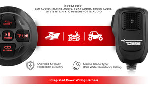 Marine And Powersports Waterproof Bluetooth Audio Receiver With Controls and Microphone - DS18