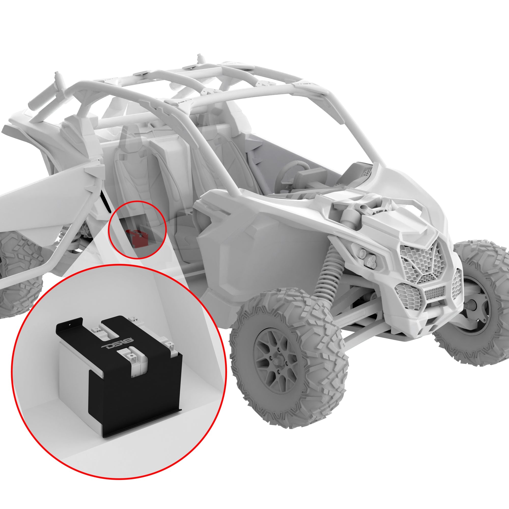 Can-Am Maverick X3 Second Battery Upgrade Kit with Battery - More Battery Reserve Power For Longer Lasting Audio - DS18