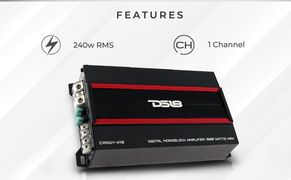 CANDY Compact Class D 1-Channel Monoblock Amplifier 1800 Watts - DS18