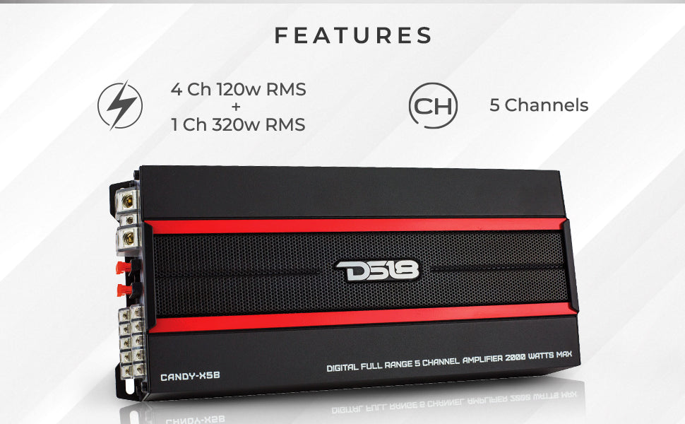 CANDY Compact Full-Range Class D 5-Channel Amplifier 2000 Watts - DS18