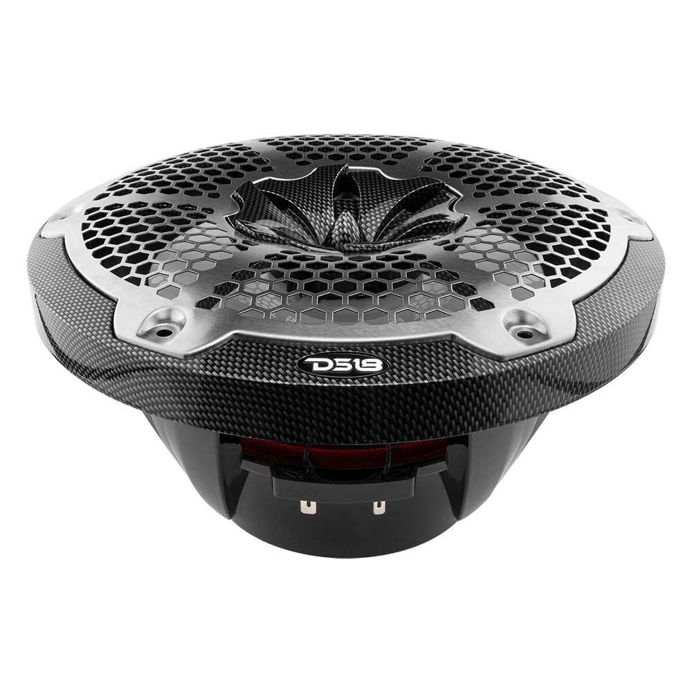 NXL 10" 2-Way Coaxial Marine Speaker With LED RGB Lights 200 Watts Rms 4-Ohm -Black Carbon Fiber - DS18