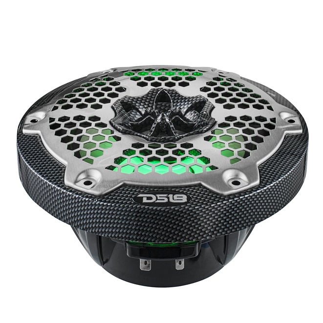 NXL 6.5" 2-Way Coaxial Marine Speaker With LED RGB Lights 100 Watts Rms 4-Ohm - Black Carbon Fiber - DS18