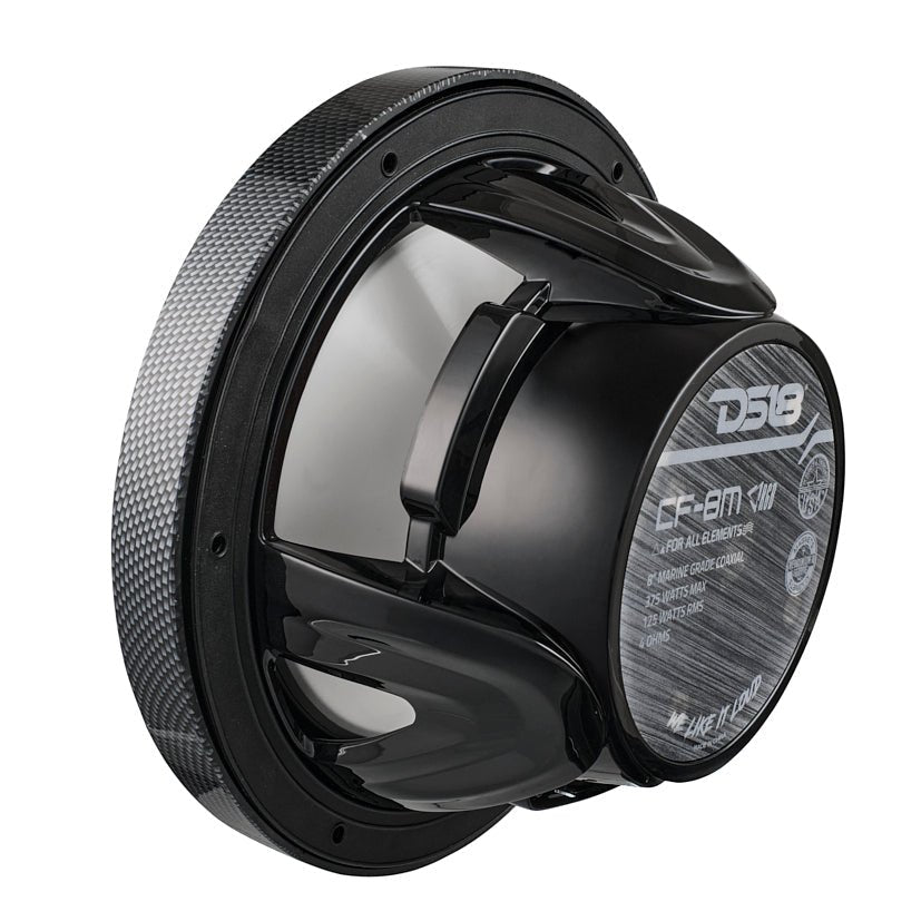 NXL 8" 2-Way Coaxial Marine Speaker With LED RGB Lights 125 Watts Rms 4-Ohm - Black Carbon Fiber - DS18