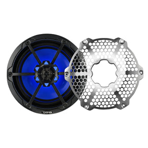 NXL 8" 2-Way Coaxial Marine Speaker With LED RGB Lights 125 Watts Rms 4-Ohm - Black Carbon Fiber - DS18