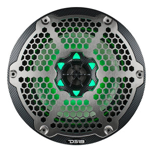 NXL 8" 2-Way Coaxial Marine Speaker With LED RGB Lights 125 Watts Rms 4-Ohm - Black Carbon Fiber - DS18