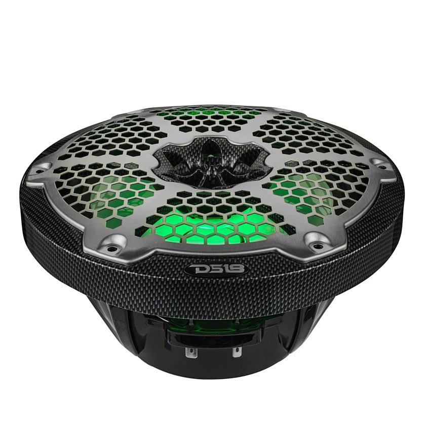 NXL 8" 2-Way Coaxial Marine Speaker With LED RGB Lights 125 Watts Rms 4-Ohm - Black Carbon Fiber - DS18