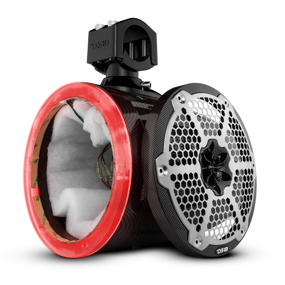 NXL 8" Marine and Powersports Empty Tower LED RGB Lights -Black Carbon Fiber - DS18