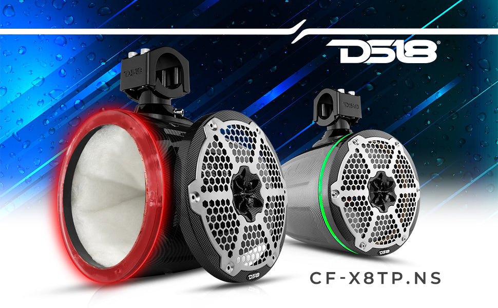 NXL 8" Marine and Powersports Empty Tower LED RGB Lights -Black Carbon Fiber - DS18
