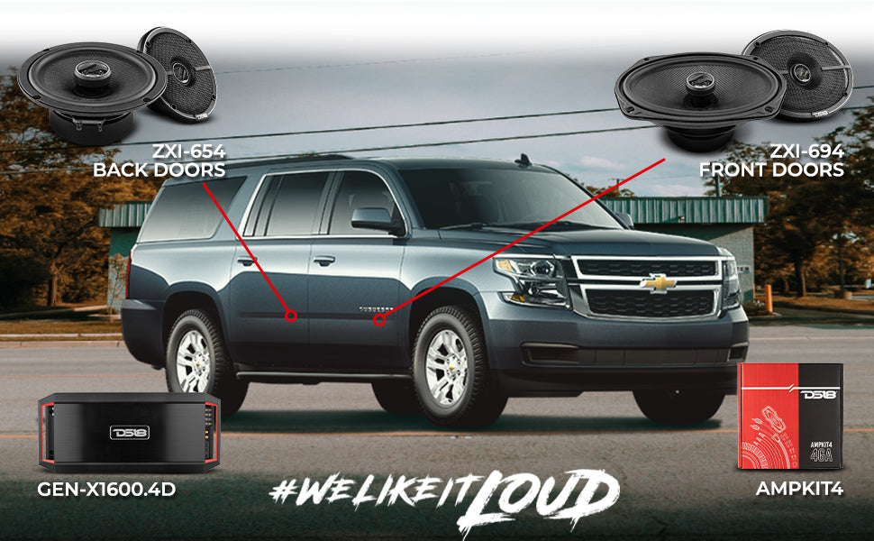 2015-2020 Chevy Suburban Front and Back Doors Speakers Good Upgrade/Replacement Package 1600 Watts - DS18