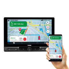 10.5" Floating Adjustable Modular Touchscreen Mechless Single-DIN Head Unit with Bluetooth, Apple Car Play, Android Mirror