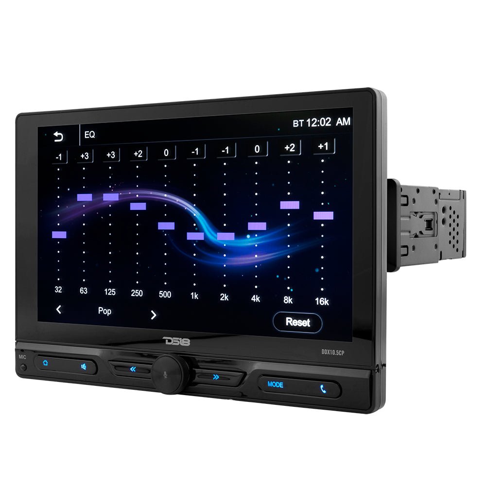 10.5" Floating Adjustable Modular Touchscreen Mechless Single-DIN Head Unit with Bluetooth, Apple Car Play, Android Mirror